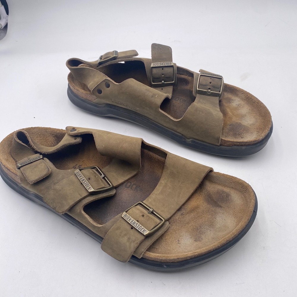Birkenstock Milano CT Sandals Men 12 EU 45 Khaki Brown Oiled Leather Rugged Sole